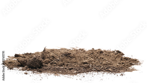 Dirt, soil pile isolated on white background