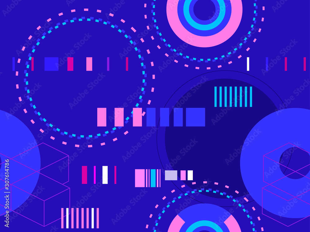 Cyberpunk seamless pattern. Retro futurism of the 80s. Signal error, pixel mosaic. Computer screen error. Vector illustration Cyberpunk seamless pattern. Retro futurism of the 80s. Signal error, pixel mosaic. Computer screen error. Vector illustration