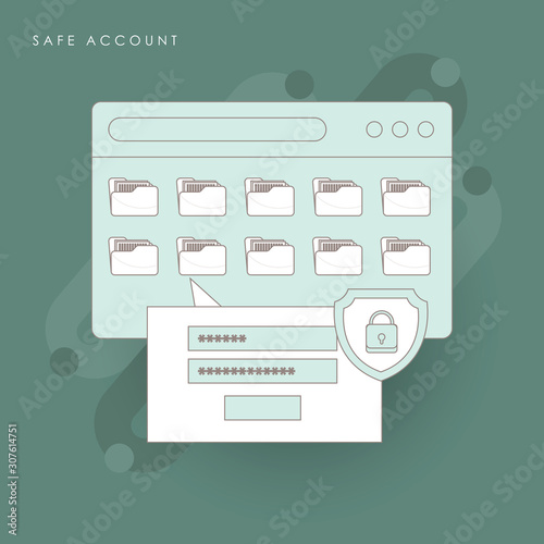 Secure account login flat vector illustration design. User interface login, account registration.