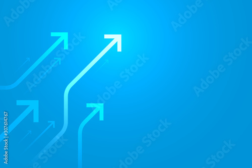 Light up arrow circuit on blue background illustration, digital growth concept.