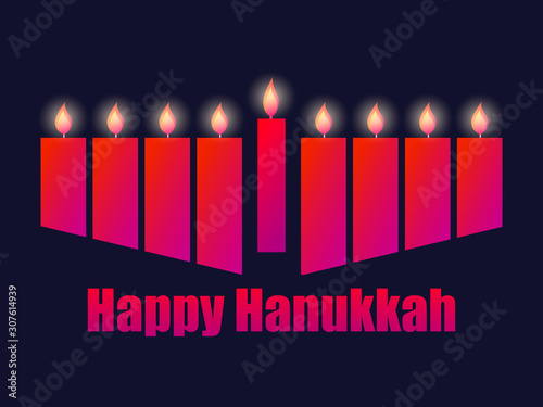 Happy hanukkah. Hanukkah candles. Greeting card with nine candles. Vector illustration