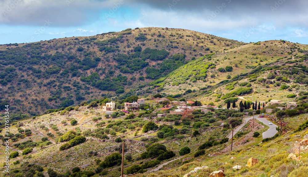 Cretan mountain landscape  on the way to the Lassithi plateau.