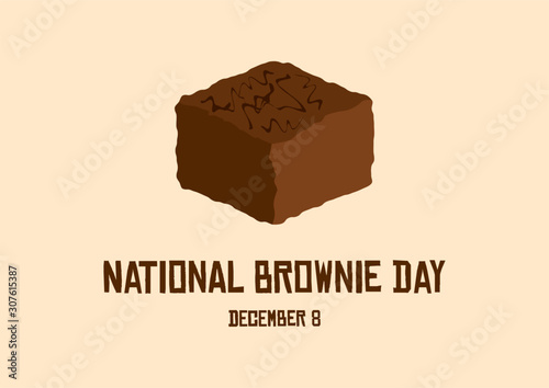 National Brownie Day vector. Chocolate Brownie vector. Sweet chocolate pastry icon. American food holiday. Brownie Day Poster, December 8. Important day