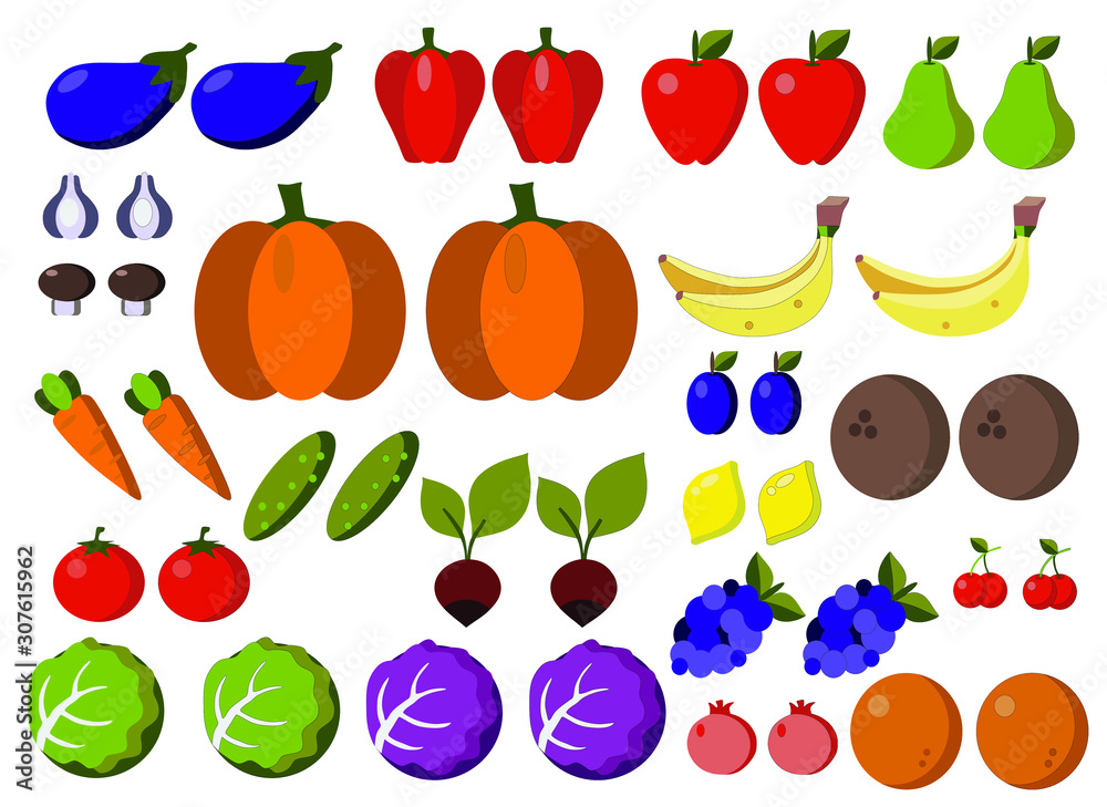 Fototapeta premium vector objects, fruits and vegetables