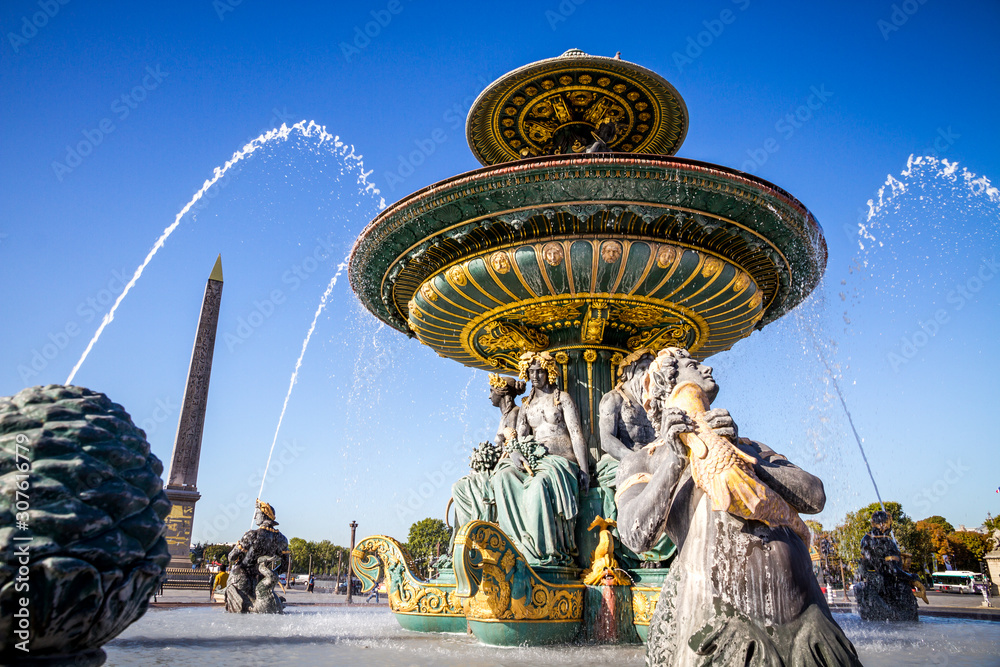 Fountain of the Seas and Louxor Obelisk, Concorde Square, Paris