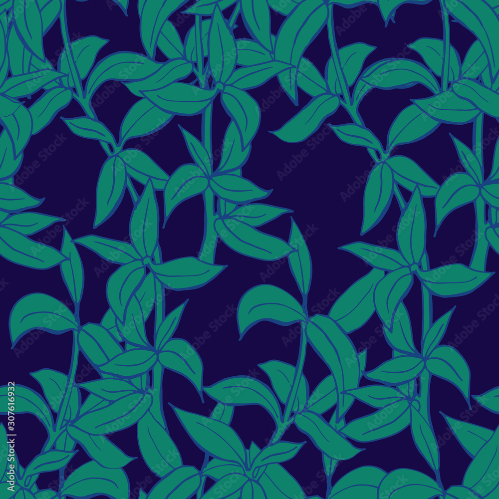 Sketch branch of leaves by hand on an isolated background seamless pattern Sketch branch of leaves by hand on an isolated background seamless pattern