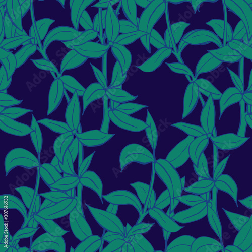 Sketch branch of leaves by hand on an isolated background seamless pattern