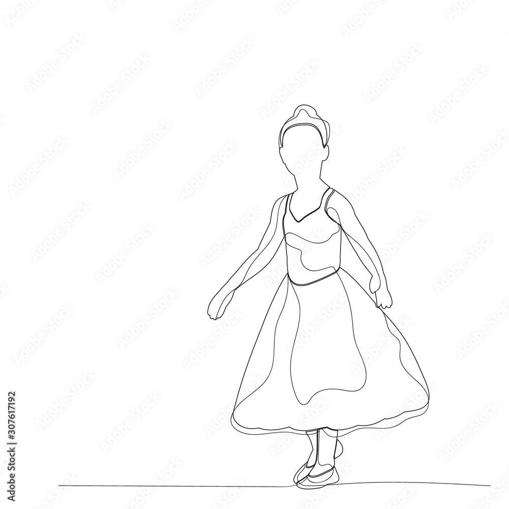sketch with lines dancing little girl ballerina, ballet sketch with lines dancing little girl ballerina, ballet