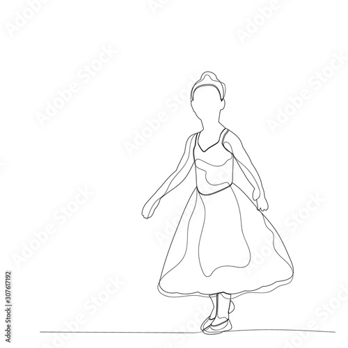 sketch with lines dancing little girl ballerina  ballet