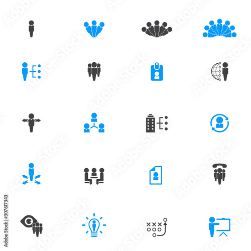 Human Resources and Business, icon set