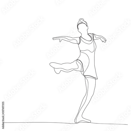 vector, isolated, sketch with lines a dancing girl