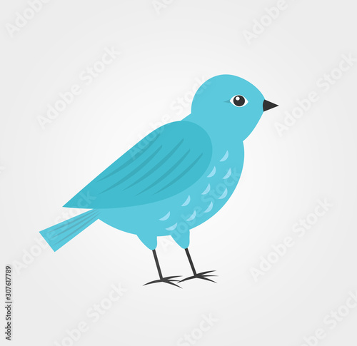 Blue bird, flat design.