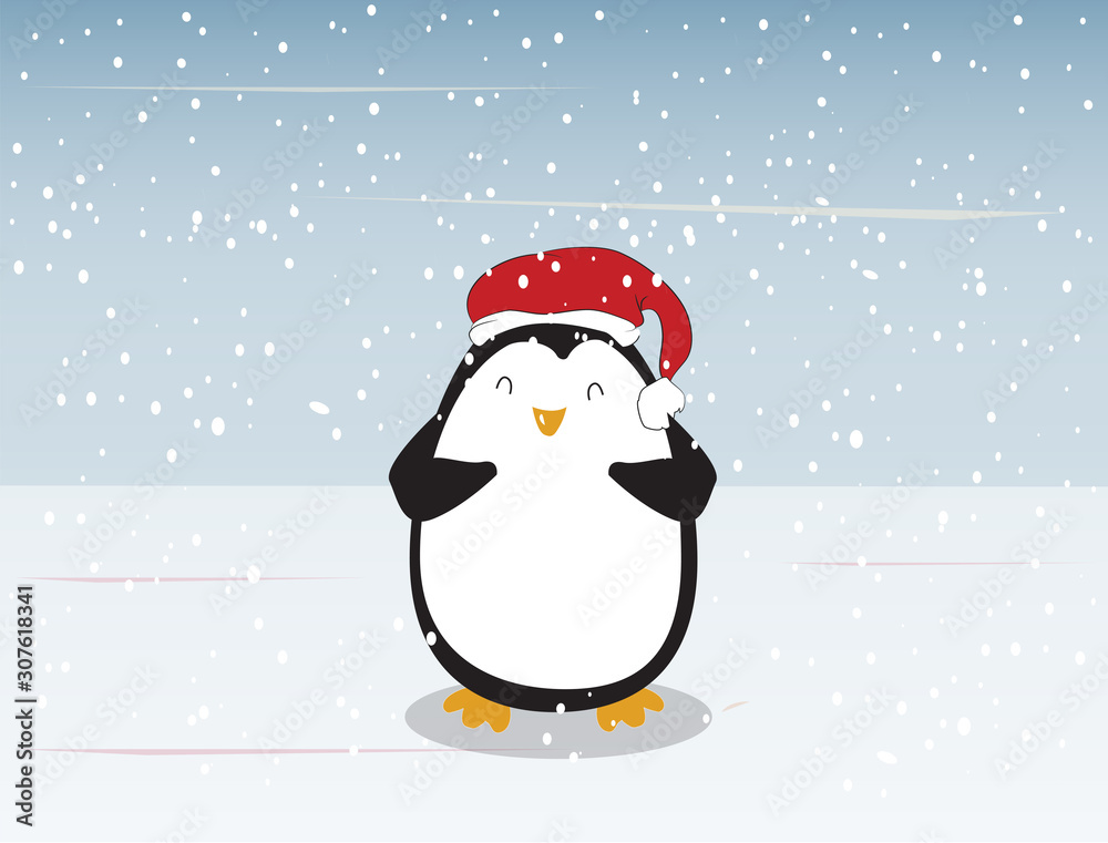 vector illustration of a penguin that is on the street, New Year vector illustration of a penguin that is on the street, New Year