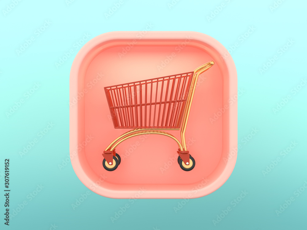 3d rendering square icon pink green background shopping concept 3d rendering square icon pink green background shopping concept