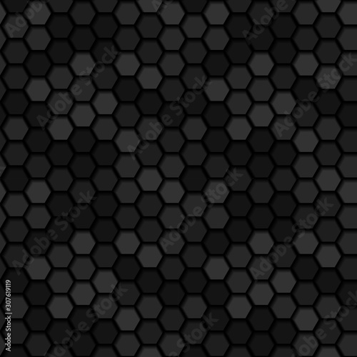 Seamless Dark Metal Hexagon 3d Pattern Background © LayerAce.com