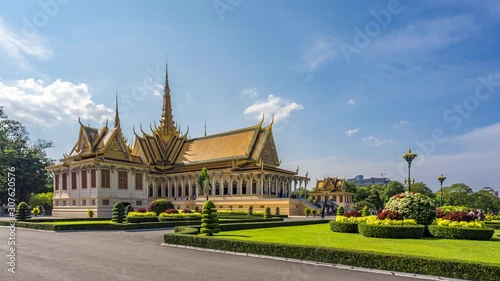 Wallpaper Mural Time lapse of Royal Palace wide view with blue sky background at central Phnom Penh, Capital of Cambodia. Torontodigital.ca
