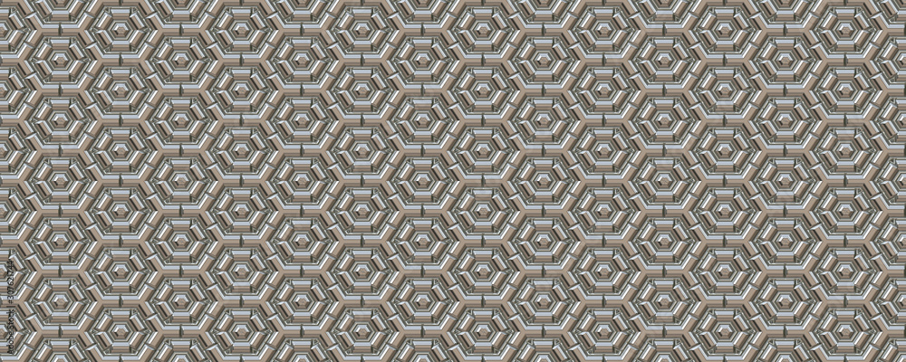Seamless hexagon metal pattern background