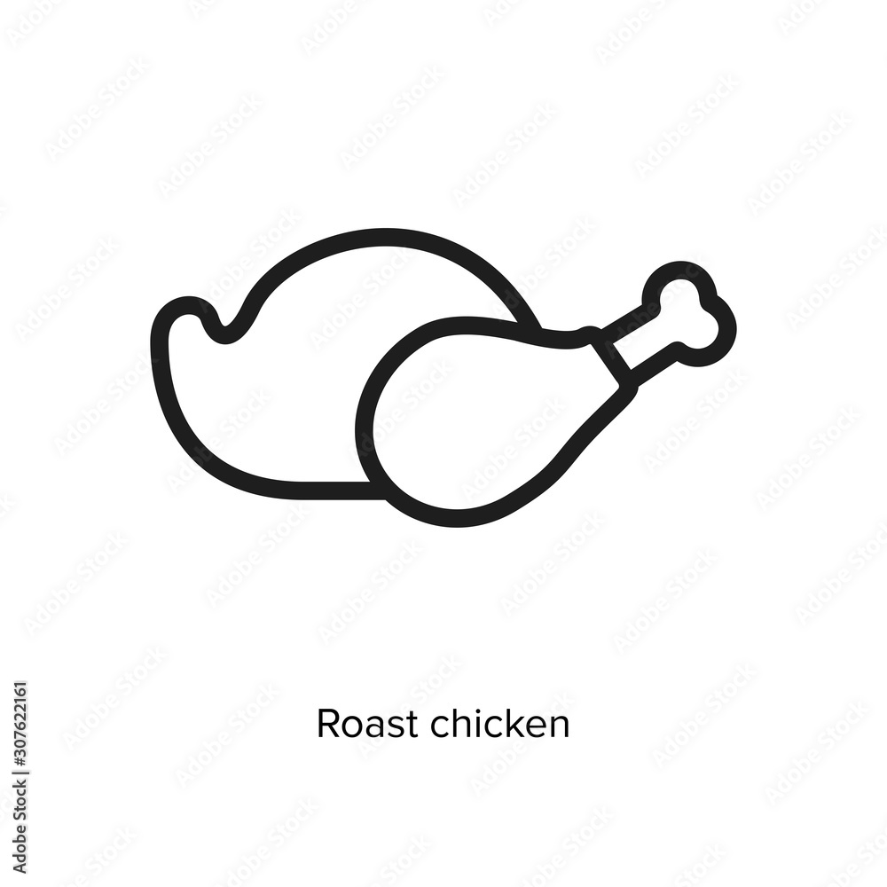 Roast chicken linear icon vector illustration on white background