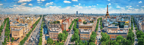 Beautiful panoramic view of Paris from the roof of the Triumphal Arch. Champs Elysees. © BRIAN_KINNEY