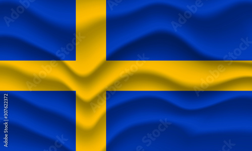Vector waving flag of Sweden illustration