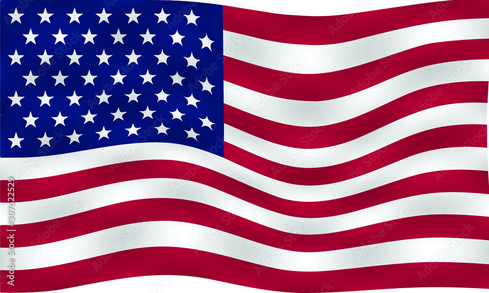Vector waving flag of United States illustration Vector waving flag of United States illustration