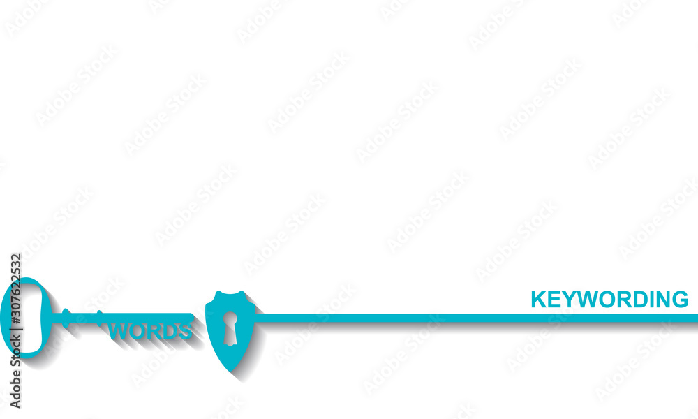 Keywording concept. Key hall with shield, vector Keywording concept. Key hall with shield, vector