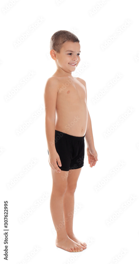 Cute little boy in underwear on white background Stock Photo | Adobe Stock