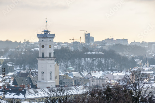 view of the city in winter