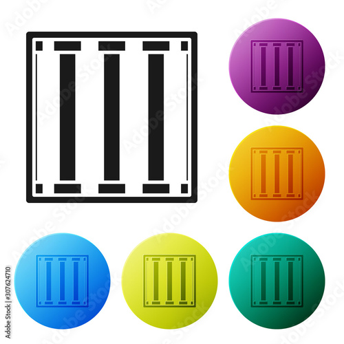 Black Prison window icon isolated on white background. Set icons colorful circle buttons. Vector Illustration