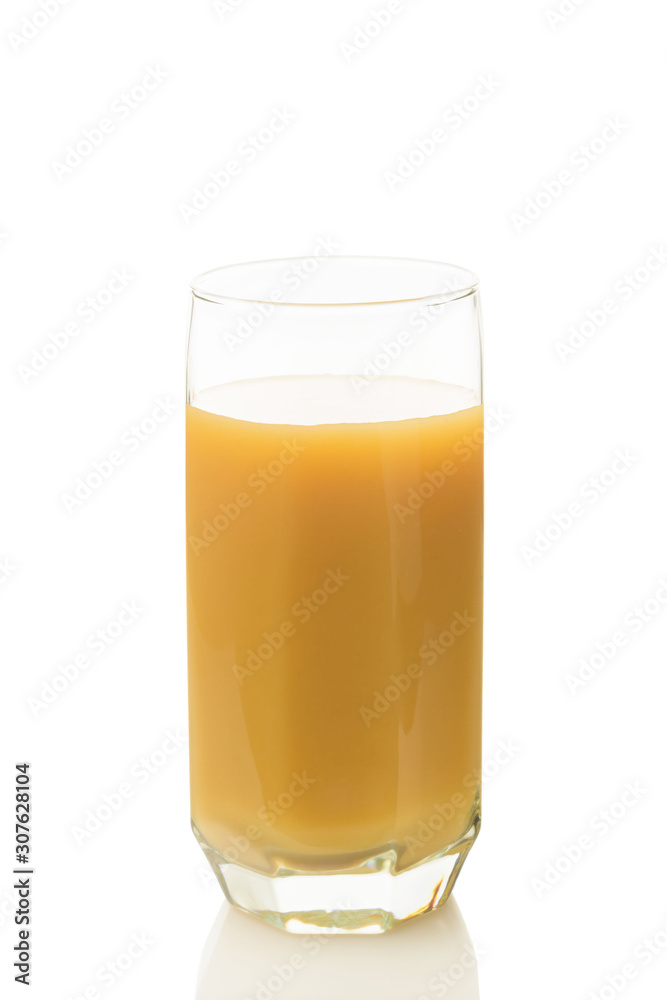 peach juice in a glass isolated on white background peach juice in a glass isolated on white background