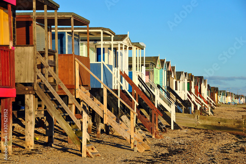 Thorpe Bay beach huts, Southend on Sea, Essex, England, United Kingdom