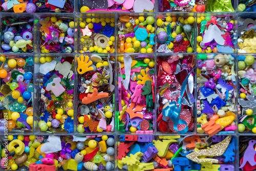 box full of colorful beads 