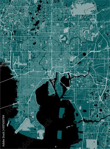 map of the city of Tampa, Florida, USA