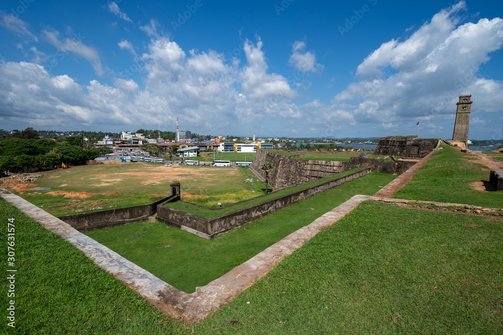 \Wide angle view from the ramparts of the Dutch Galle Fort on a sunny day