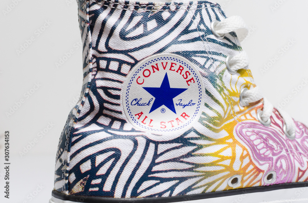 london, england, 05/05/2018 Converse All Star rare Butterfly Hi Top Chuck  Taylor trainer shoes. Famous iconic classic converse hi top sneakers on a  white background. Stock Photo | Adobe Stock