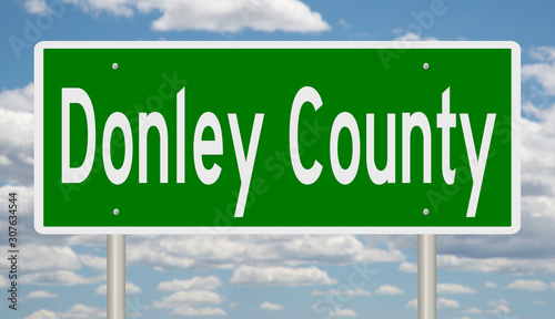 Rendering of a 3d green highway sign for Donley County photo