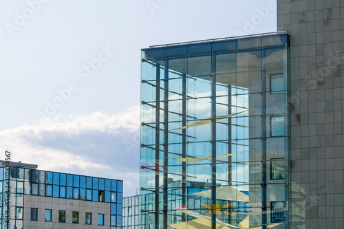 Buildings with transparent glass annex