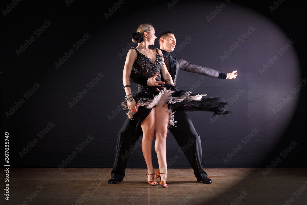 dancers in ballroom isolated on black background dancers in ballroom isolated on black background