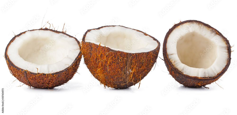 Coco nut halves isolated on white background Coco nut halves isolated on white background