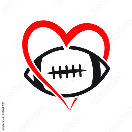 American football heart vector illustration