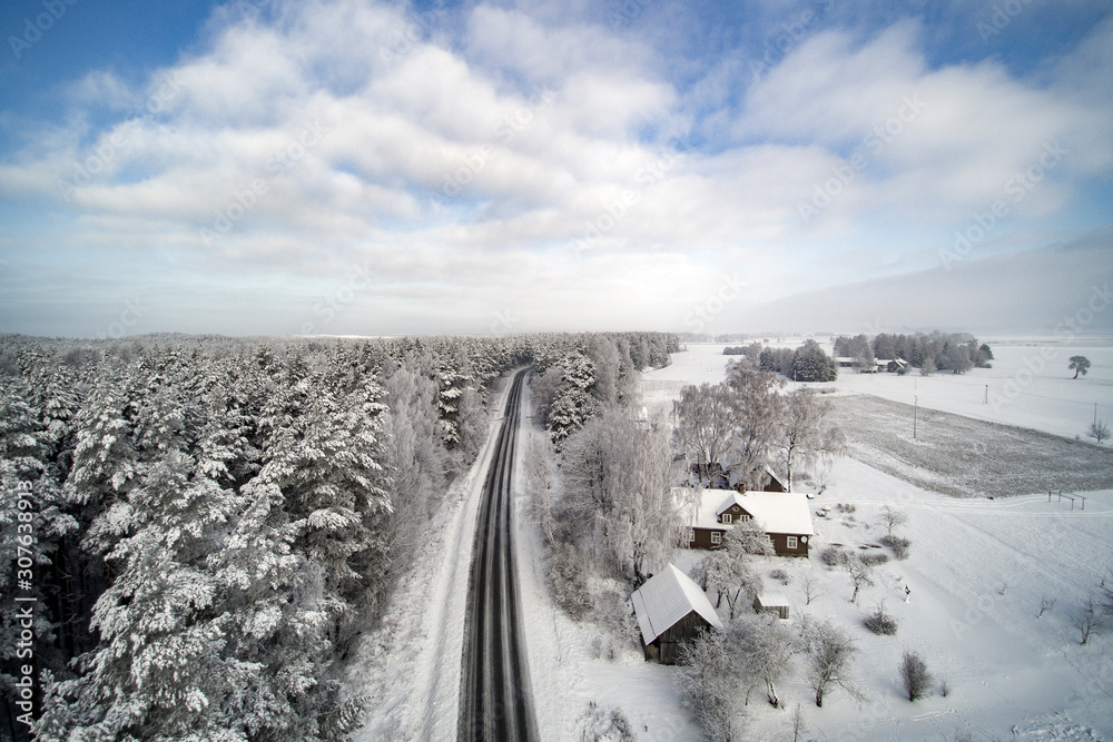 Fresh snow in countryside of Latvia. Fresh snow in countryside of Latvia.