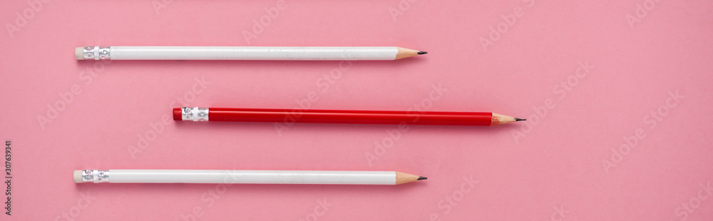 panoramic shot of sharpened pencils isolated on pink panoramic shot of sharpened pencils isolated on pink