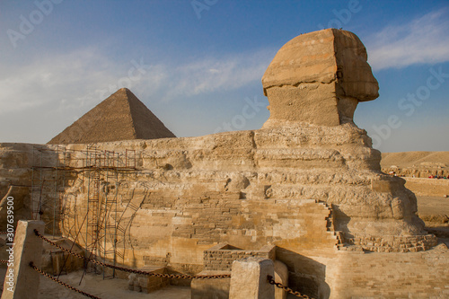 egyptian sphinx in giza against the sky