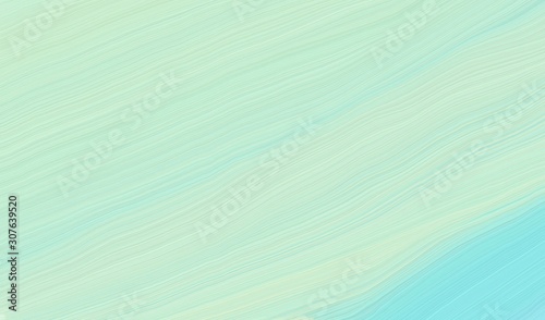 elegant curvy swirl waves background design with tea green, sky blue and pale turquoise color