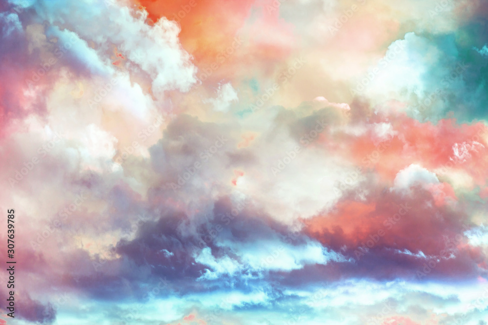 Naklejka premium piękne fantasy zimowe tło cloudscape