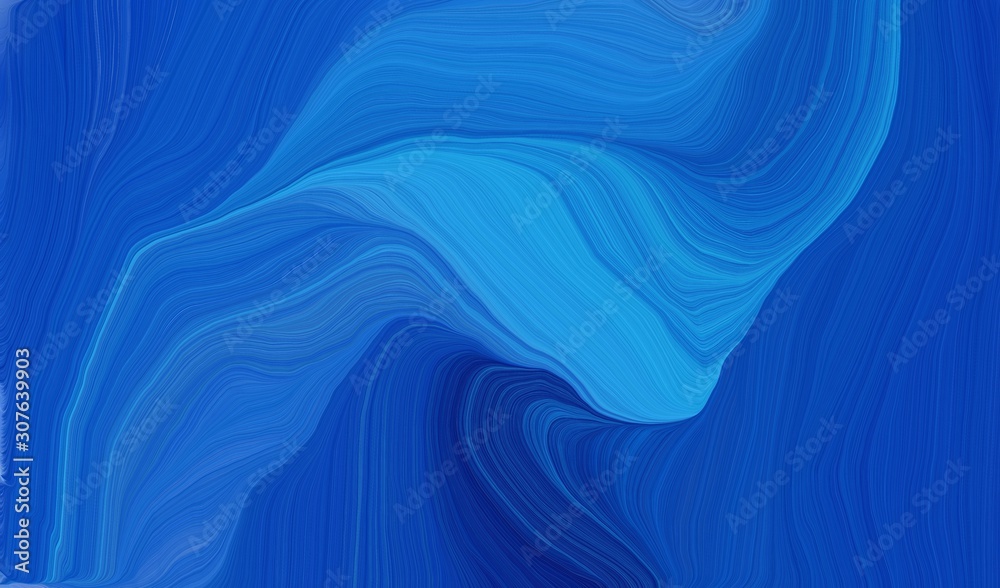 modern soft swirl waves background design with strong blue, dodger blue and midnight blue color
