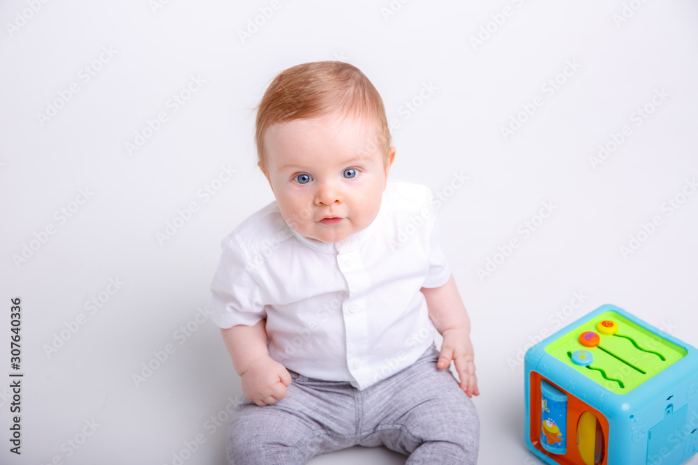 toddler with toy isolated on white background toddler with toy isolated on white background