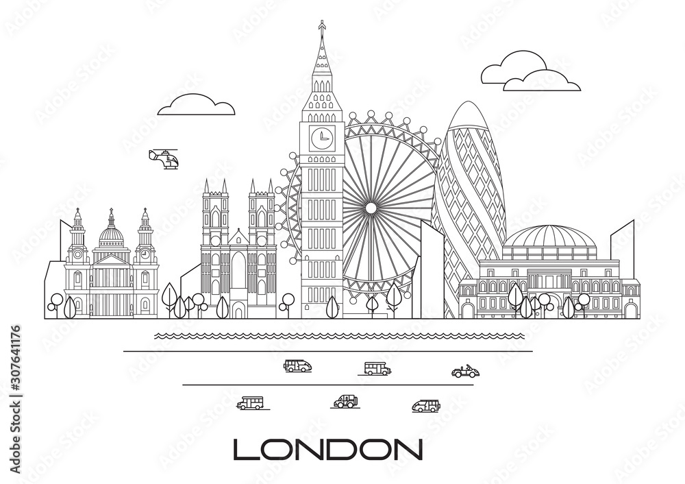 London skyline line art 3