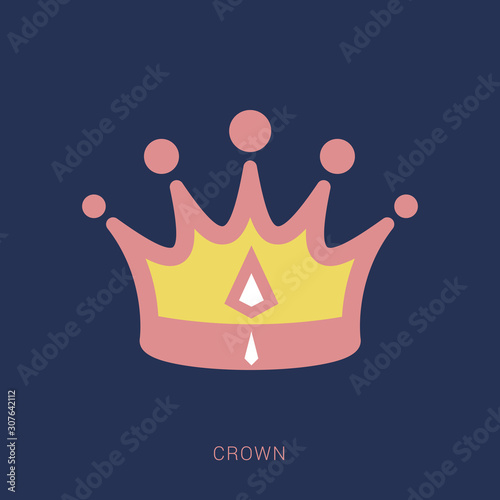 Golden Crown, With Gradient Mesh, Vector Illustration. Minimal flat icon