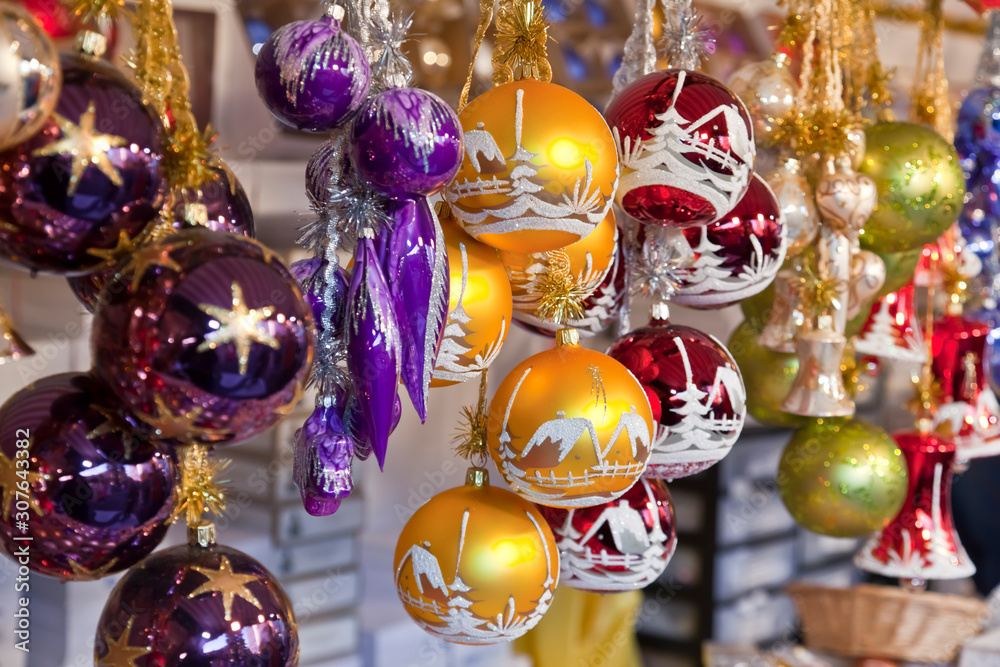 Beautiful Christmas decoration on the Christmas market